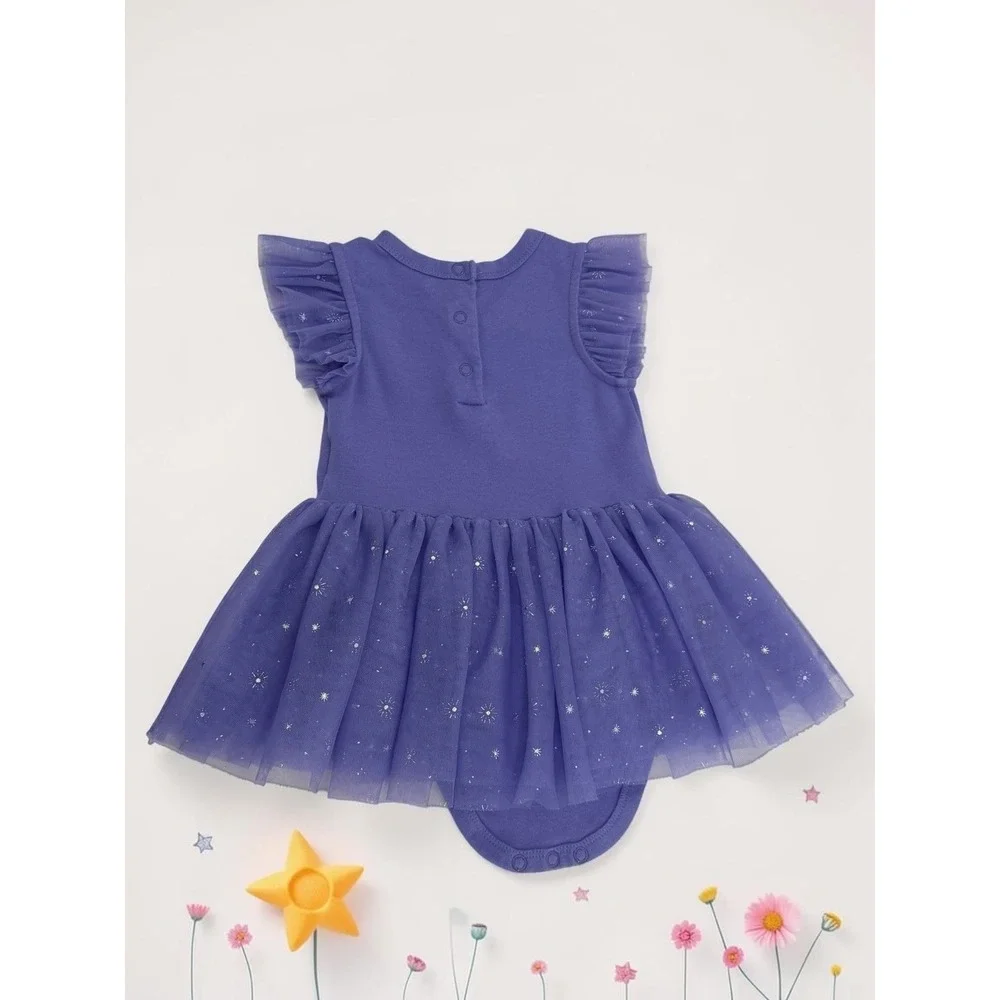 Disney 100 Minnie Mouse Purple Tulle Star Tutu Bodysuit Dress 18-24M